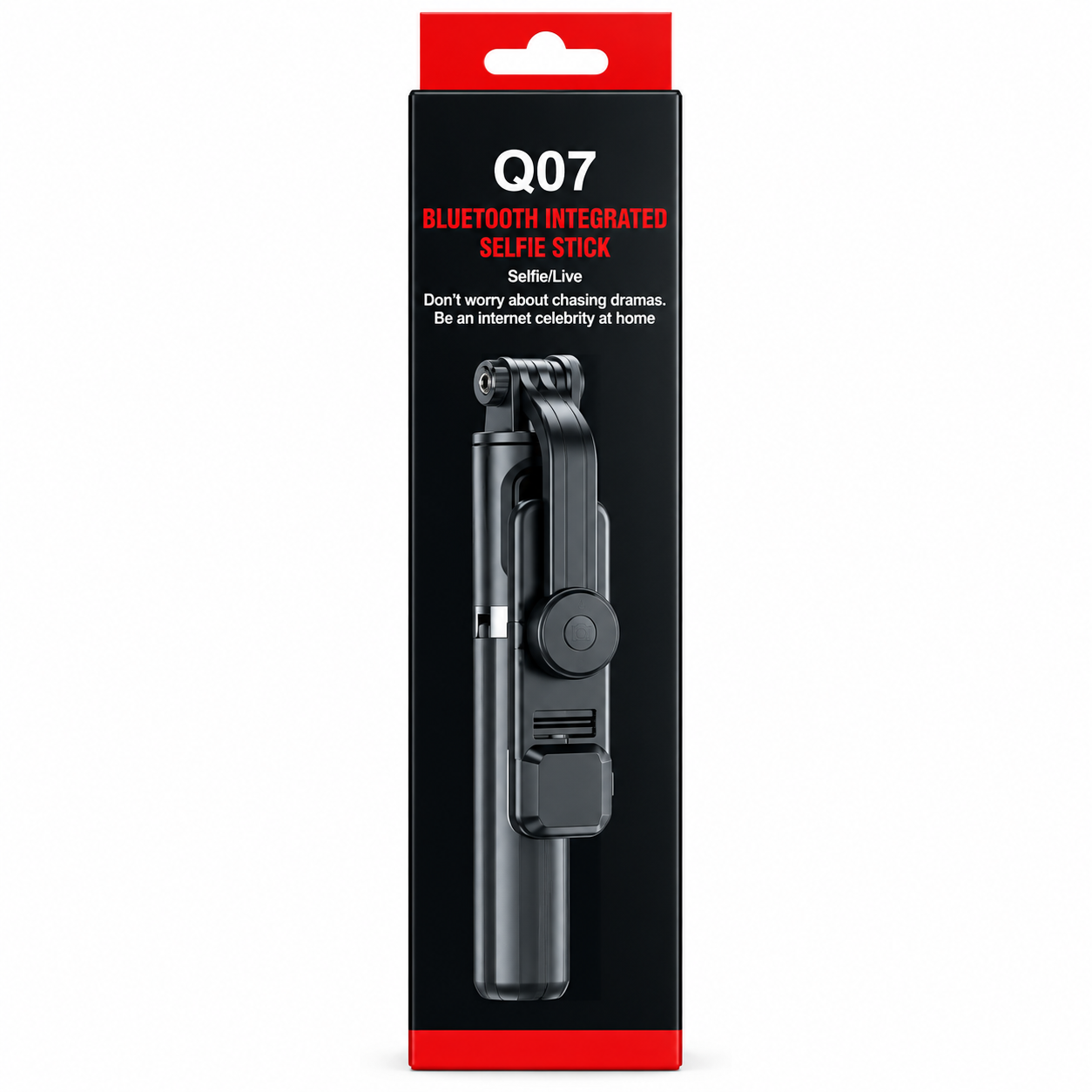 Q07 Bluetooth Integrated Selfie Stick & Tripod | 360° Rotation with 3-Color LED Light