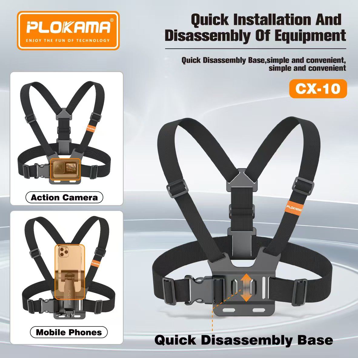 PLOKAMA CX-10 Chest Mount Camera Holder for Mobile & Action Camera